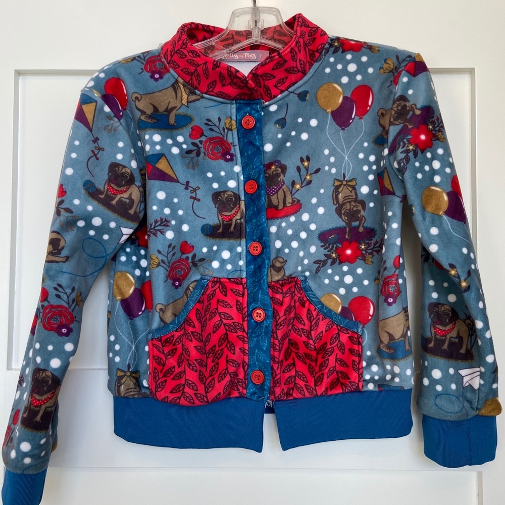 Jelly the Pug Size 7 Velour Pug Print Jacket